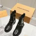 Louis Vuitton Shiny Black Ankle Boots with Lace-Up, Zipper and Decorative Straps #A54603