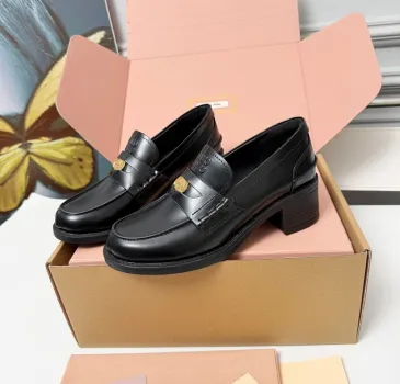 Miu Miu Women's Glossy Leather Chunky Heel Loafers #A66085