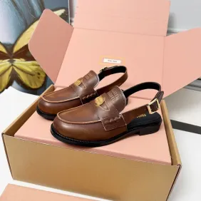 Miu Miu Women's Glossy Leather Chunky Heel Loafers #A66086