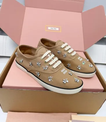 Miu Miu Women's Rhinestone Embroidered Canvas Sneakers #A66082 Miu Miu Women's Rhinestone Embroidered Canvas Sneakers #A66082