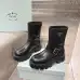 Prada Inspired Black Leather Biker Boots With Chunky Platform Sole #A54581