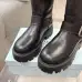 Prada Inspired Black Leather Biker Boots With Chunky Platform Sole #A54581
