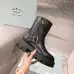 Prada Inspired Black Leather Biker Boots With Chunky Platform Sole #A54581