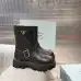 Prada Inspired Black Leather Biker Boots With Chunky Platform Sole #A54581