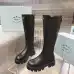 Prada Inspired Black Leather Knee-High Boots With Chunky Platform Sole #A54583