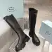 Prada Inspired Black Leather Knee-High Boots With Chunky Platform Sole #A54583