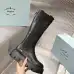 Prada Inspired Black Leather Knee-High Boots With Chunky Platform Sole #A54583