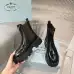 Prada Style Shiny Black Leather Chelsea Boots With Chunky Platform Sole #A54582