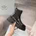Prada Style Shiny Black Leather Chelsea Boots With Chunky Platform Sole #A54582