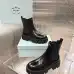 Prada Style Shiny Black Leather Chelsea Boots With Chunky Platform Sole #A54582