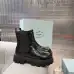 Prada Style Shiny Black Leather Chelsea Boots With Chunky Platform Sole #A54582