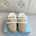 Prada Women's Shearling Lined Mule Slippers Triangle Logo Thick Sole Design for Cozy Luxury Winter Footwear #A57767