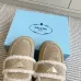 Prada Women's Shearling Lined Mule Slippers Triangle Logo Thick Sole Design for Cozy Luxury Winter Footwear #A57767