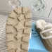 Prada Women's Shearling Lined Mule Slippers Triangle Logo Thick Sole Design for Cozy Luxury Winter Footwear #A57767