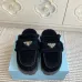 Prada Women's Shearling Lined Mule Slippers Triangle Logo Thick Sole Design for Cozy Luxury Winter Footwear #A57764
