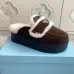 Prada Women's Shearling Lined Mule Slippers Triangle Logo Thick Sole Design for Cozy Luxury Winter Footwear #A57765