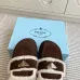 Prada Women's Shearling Lined Mule Slippers Triangle Logo Thick Sole Design for Cozy Luxury Winter Footwear #A57765