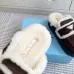 Prada Women's Shearling Lined Mule Slippers Triangle Logo Thick Sole Design for Cozy Luxury Winter Footwear #A57765