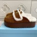 Prada Women's Shearling Lined Mule Slippers Triangle Logo Thick Sole Design for Cozy Luxury Winter Footwear #A57766