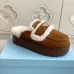 Prada Women's Shearling Lined Mule Slippers Triangle Logo Thick Sole Design for Cozy Luxury Winter Footwear #A57766