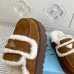 Prada Women's Shearling Lined Mule Slippers Triangle Logo Thick Sole Design for Cozy Luxury Winter Footwear #A57766