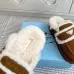 Prada Women's Shearling Lined Mule Slippers Triangle Logo Thick Sole Design for Cozy Luxury Winter Footwear #A57766