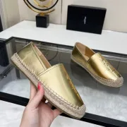 YSL women's espadrilles Flats Black/Gold/White/Pink #A44176