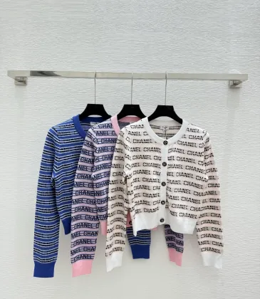  Chanel Women's Logo Knit Cardigan and Sweater in Striped Pattern #A54573