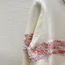 2025 Chanel White Knit Sweater with Colorful Tweed Stripe and CC Logo #A54552