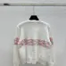 2025 Chanel White Knit Sweater with Colorful Tweed Stripe and CC Logo #A54553