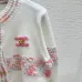 2025 Chanel White Knit Sweater with Colorful Tweed Stripe and CC Logo #A54553