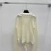 2025 Cream Knit Mesh Cardigan with V-Neck and Ruffle Detailing #A54554