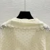 2025 Cream Knit Mesh Cardigan with V-Neck and Ruffle Detailing #A54554