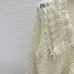 2025 Cream Knit Mesh Cardigan with V-Neck and Ruffle Detailing #A54554