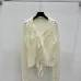 2025 Cream Knit Mesh Cardigan with V-Neck and Ruffle Detailing #A54554