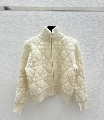 2025 Dior Ecru Cannage Knit Cropped Zip-Up Cardigan #A54549