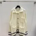 2025 Dior Women's Wool Cardigan: Chic Collared Style with Functional Pockets and Exquisite Trim Details #A54856
