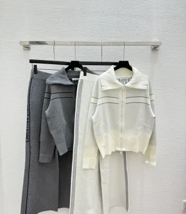 2025 Dior Women's Wool Sweater and Skirt Sets  Elegant Zip   up Styles with Chic Striped Details for Fashion #A54861