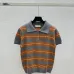 2025 Miu Miu Striped Short-Sleeve Polo Sweater with Button Placket and Logo #A54551