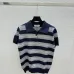 2025 Miu Miu Striped Short-Sleeve Polo Sweater with Button Placket and Logo #A54551