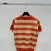 2025 Miu Miu Striped Short-Sleeve Polo Sweater with Button Placket and Logo #A54551