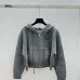 2025 Valentino Designer Women's Wool Hooded Sweaters Chic Zip   up Styles in Timeless Grey and Cream Colors #A54846