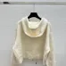 2025 Valentino Designer Women's Wool Hooded Sweaters Chic Zip   up Styles in Timeless Grey and Cream Colors #A54846