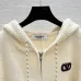 2025 Valentino Designer Women's Wool Hooded Sweaters Chic Zip   up Styles in Timeless Grey and Cream Colors #A54846