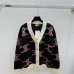 Celine Luxury Brand Women's Wool Cardigan V  neck Style with Colorful Logo Patterns and Gold  toned Buttons #A54845