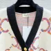 Celine Luxury Brand Women's Wool Cardigan V  neck Style with Colorful Logo Patterns and Gold  toned Buttons #A54845
