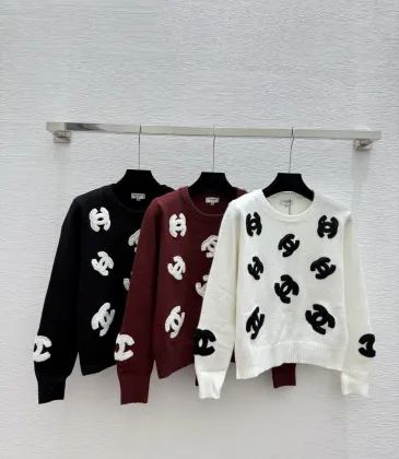 Chanel Women's Crewneck Sweaters  3D CC Logo Embroidery in Multi-Color Options for Luxury Fashion Enthusiasts #A57756