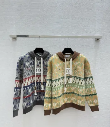Chanel Women's Hooded Sweaters  Fair Isle Pattern with CC Logo and Drawstring Detail for Fashion Aficionados #A56301