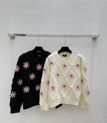 Chanel Women's Knitted Sweaters: Floral   CC Logo Embroidery with Argyle Design for Luxury Fashion Lovers #A56299