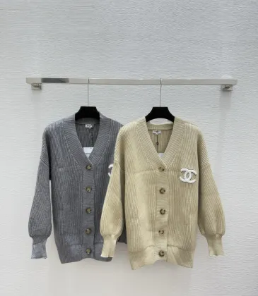 Chanel Women's V   Neck Cardigans  Ribbed Knit with Iconic CC Logo and Button Detail for Luxury Lovers #A56303